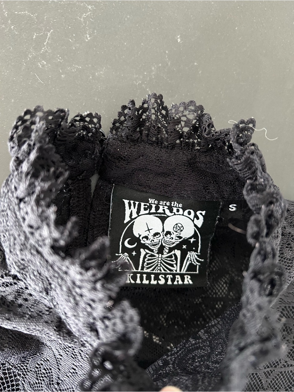 KILLSTAR Ava Lace Crop Top Short Sleeve Black Gothic Sheer Grunge Dark Academia - Picture 4 of 7